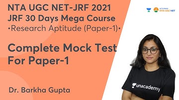Complete Mock Test For Paper-1 | Research Aptitude (Paper-1) | Dr. Barkha Gupta