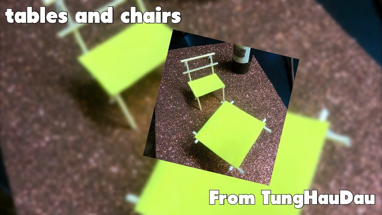 Bộ bàn ghế mini từ tre và giấy màu - A set of mini tables and chairs from bamboo and colored paper
