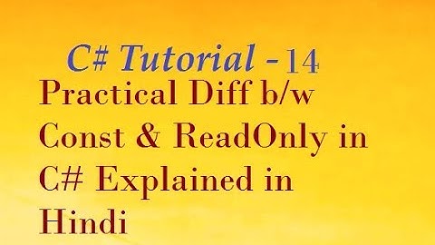 Const vs Readonly Keyword in C# Explained in Hindi