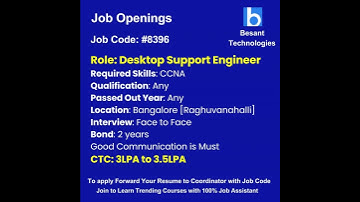CCNA Job Openings|Join & Get Placements|Besant Technologies #ccna #job #shorts #ytshorts