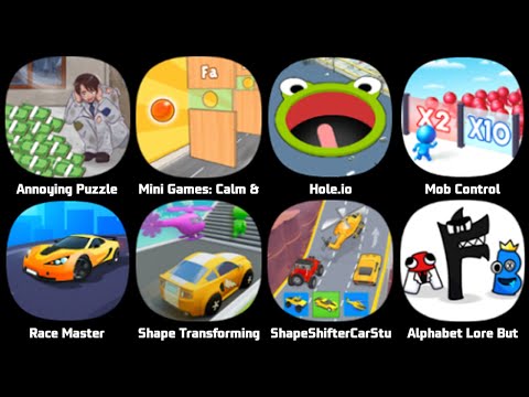 Annoying Puzzle Game, Mini Games, Calm Relax, Hole io, Mob Control, Race Master, Shape Transforming