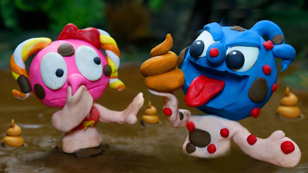 ⁣Tiny Takes A Stinky Mud Bath - Funny Moment Stop Motion Animation Cartoons