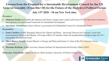 Future of the HLPF: Lessons from the Proposal for a Sustainable Development Council for the UN GA