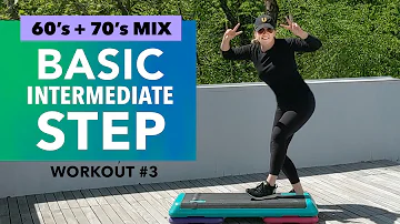 Basic / Intermediate Step Aerobics Workout #3. Groovy 60's + 70's Mix.