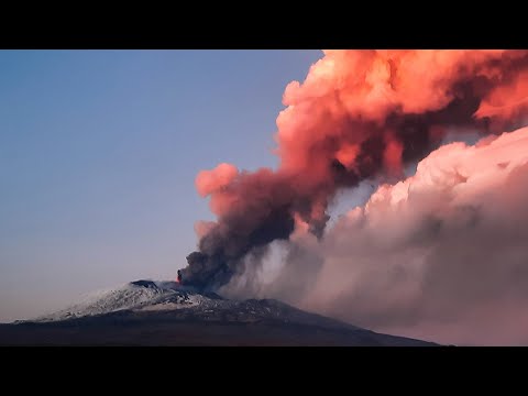 Snow-topped Mount Etna volcano erupts in Italy, covering villages in ash