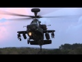 A British Army Air Corps AH 64 Longbow Apache at dusk shot with a Canon XF100 in low light