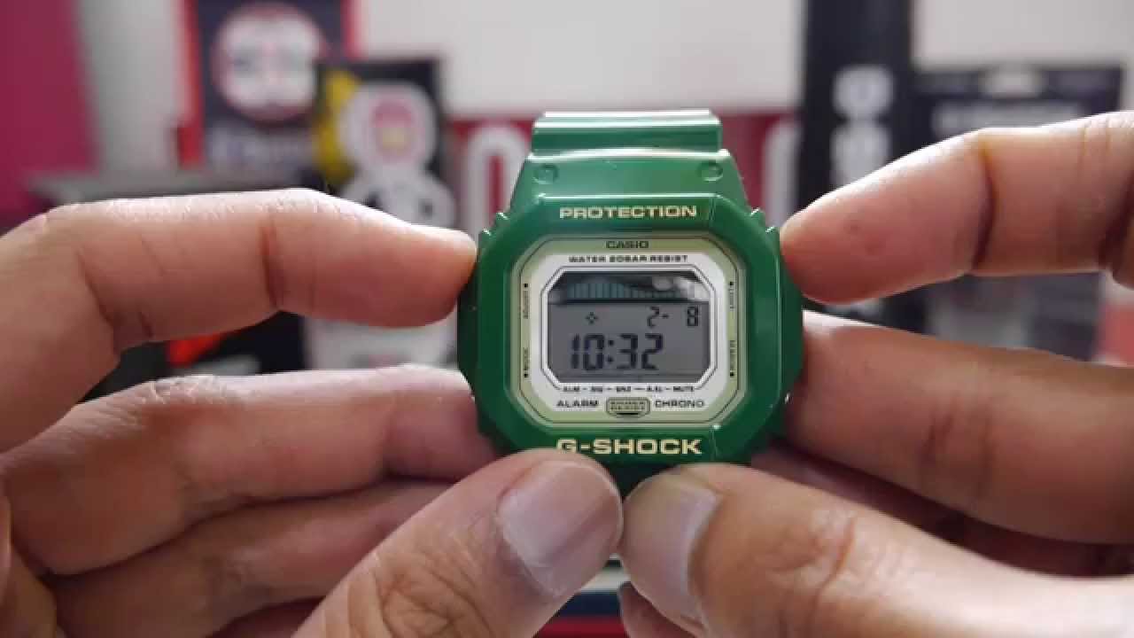 Casio G Shock Glx 5600a 3 G Lide Tidegraph Moonphase Resin Strap Green Youtube