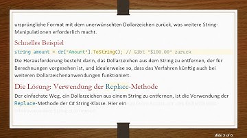 Eine einfache Methode, um das Dollarzeichen in C#  zu entfernen
