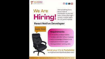 🚨 Hiring Alert: React Native Developer! 🚨