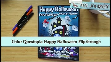 NEW! Color Questopia Happy Halloween Black Background Flipthrough | Cute