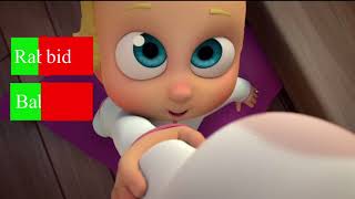 Rabbids Invasion: The Movie (2022) Rabbid and the running baby and the dog chase with healthars