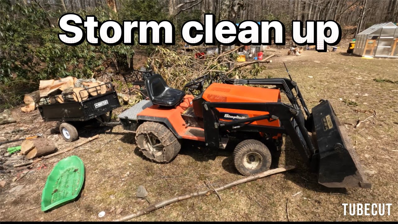 Cleaning up a tree from storm damage - YouTube