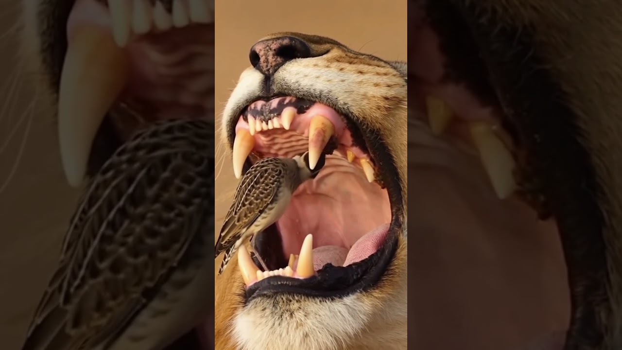 😆 Why Is This Lion Letting a Bird Inside His Mouth?!