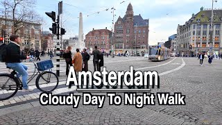 Amsterdam Cloudy Afternoon to Night Relaxing Walk | 5k 60 UHD City Sounds