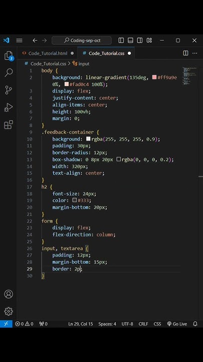 Feedback Form Using HTML And CSS || Code Tutorials || - YouTube