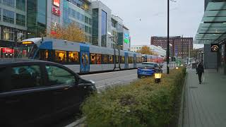Sweden, Stockholm, tram ride from to Solna centrum to Solna busines spark + walk