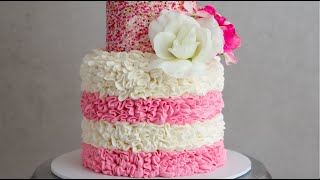 How To Decorate Striped Ruffle Cake Covered in Sprinkles- Rosie's Dessert Spot screenshot 3