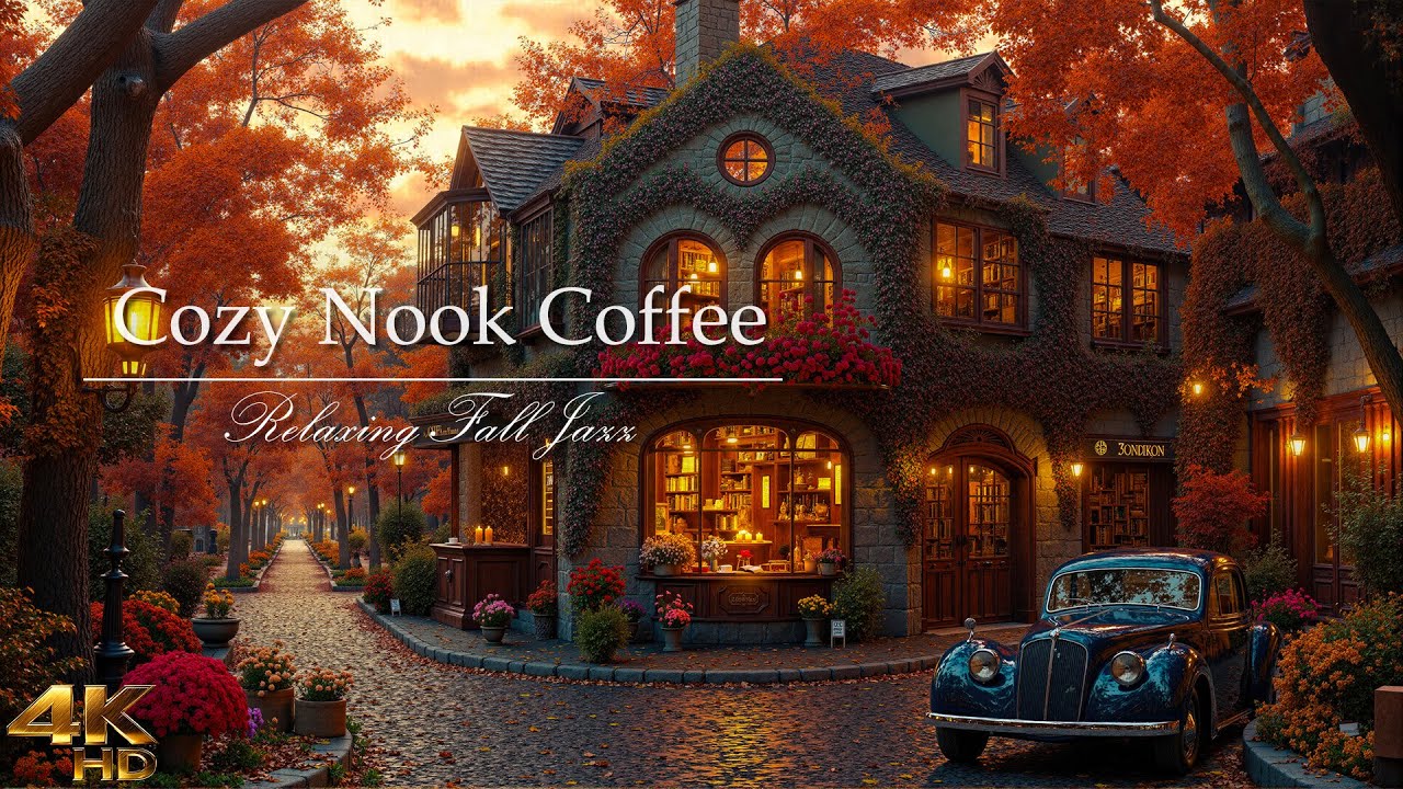 Smooth Jazz Music At A Nook Café | Cozy Autumn Coffee Shop Ambience ...