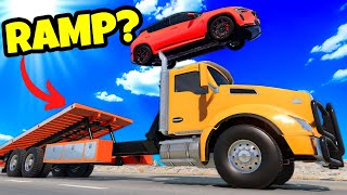 BeamNG Drive Mods에서 견인차를 경사로로 사용해 경찰을 피하세요! screenshot 1