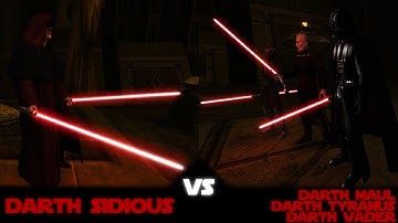 Darth Sidious VS Darth Maul, Darth Tyranus & Darth Vader (STAR WARS - Jedi Academy - Movie Duels)