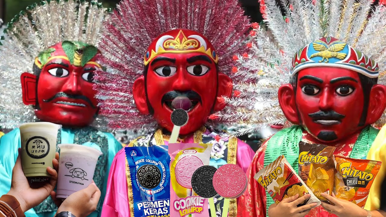 ABang Odnel Ondel Merah Makan Chiki dan Permen Oreo Masih laper MInta jajan lagi  | Arka Ondel Ondel