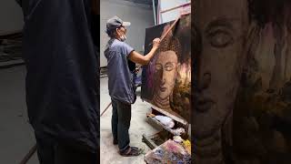 Unusual art: how street masterpieces are born. Artist painting buddha #art #howitsmade #shorts