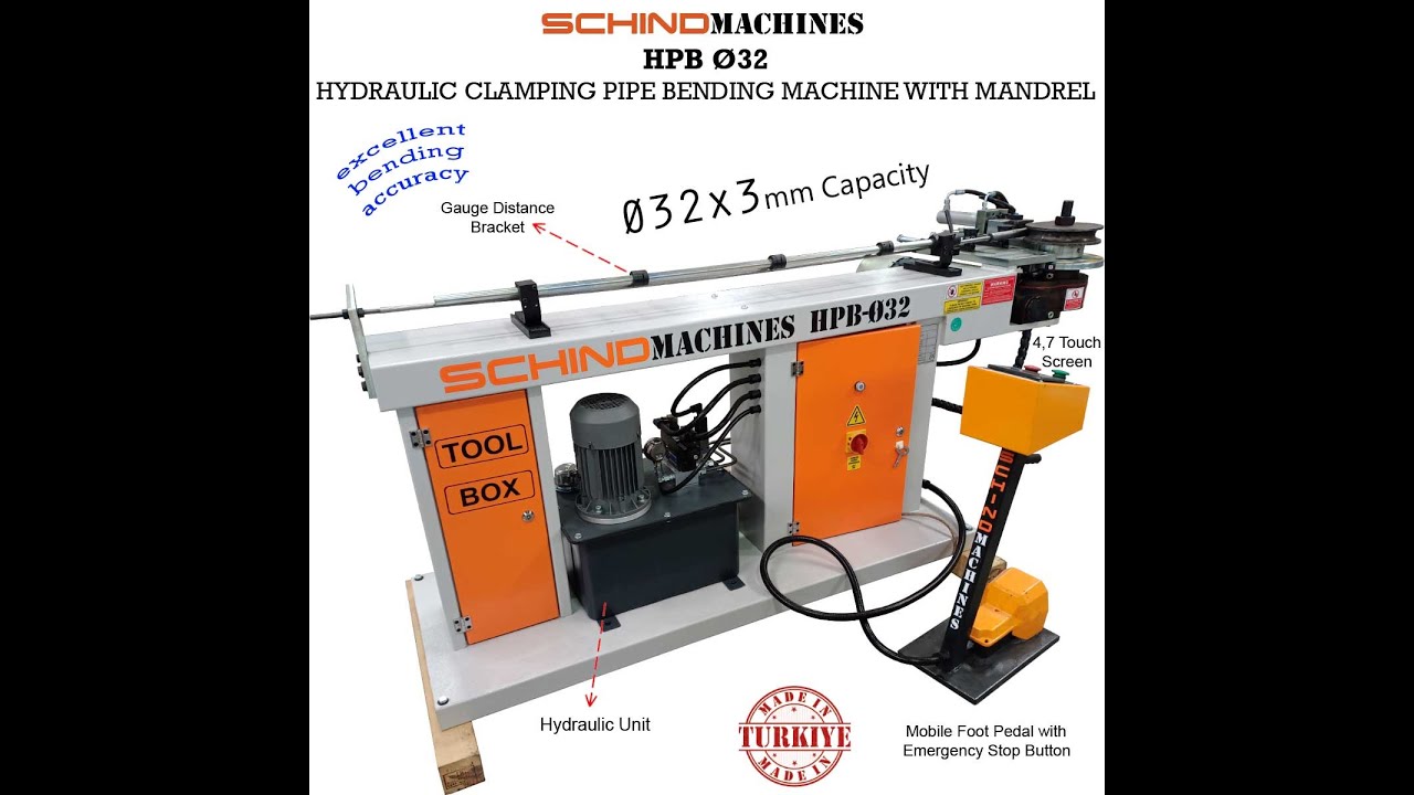 SCHINDMACHINES  HPB Ø32 TUBE BENDING MACHINE WITH MANDREL, METAL PIPE PROCESSING MACHINE TUBE BENDER