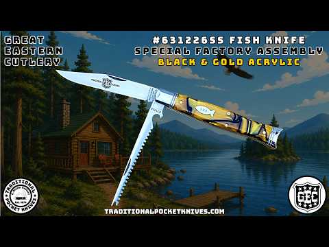 Great Eastern Cutlery:  Fish Knife - Black & Gold Acrylic - Special Factory Assembly