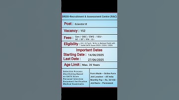 DRDO-RAC Scientist-B Posts Online Form | DRDO Book 2025 | DRDO Scientist-B Vacancy Online Form |