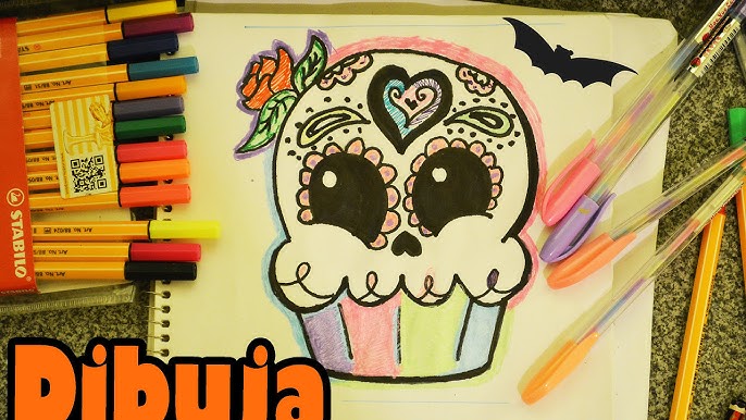 Calaverita Cupcake Aprende a dibujar kawaii Dia de Muertos Halloween -  thptnganamst.edu.vn