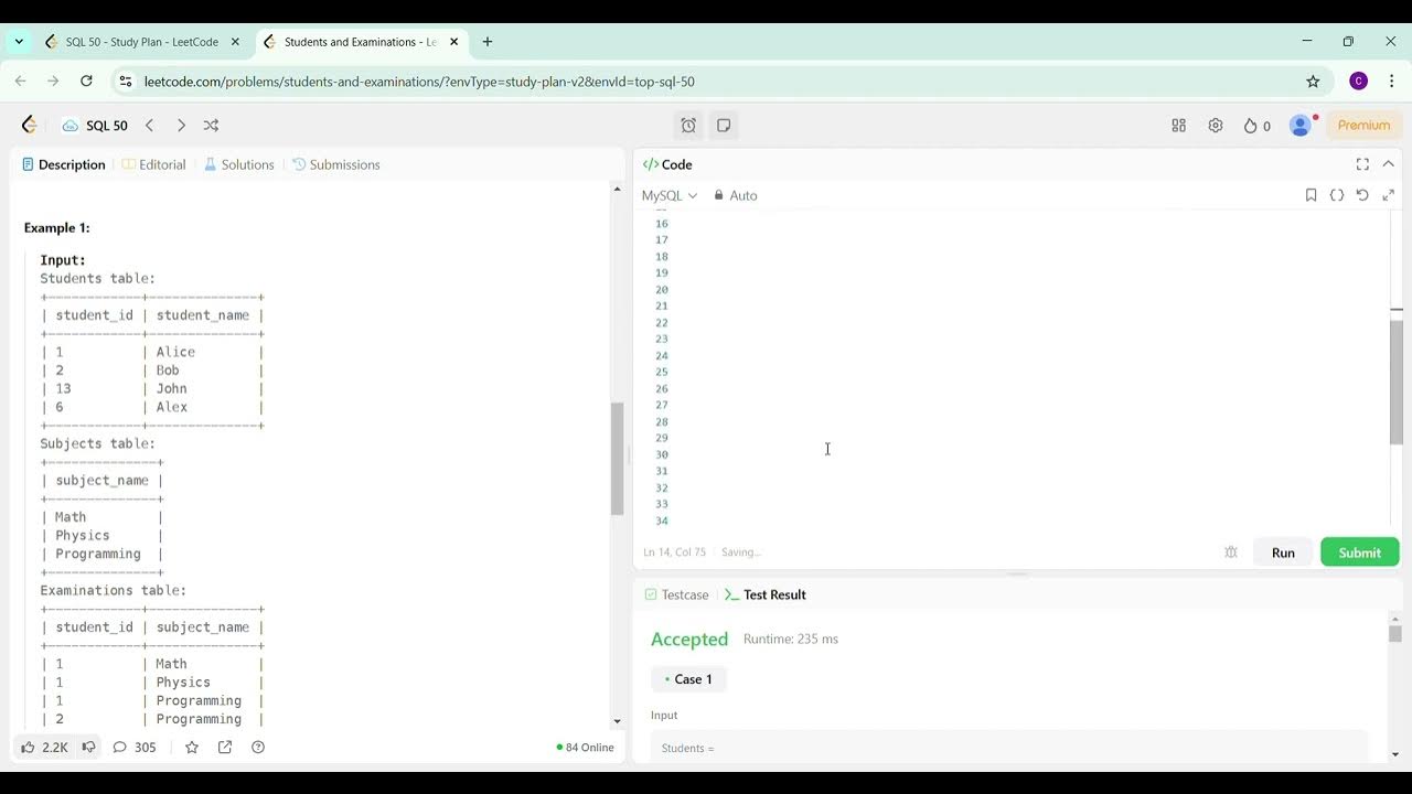 1280. Students and Examinations|Leetcode 1280|Students and Examinations ...