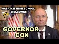 Utah Governor Spencer Cox visits Wasatch High School