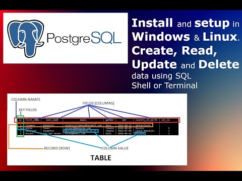 POSTGRESQL : Installation in Linux and Windows | Create, Read, Update and Delete Tables and Records.