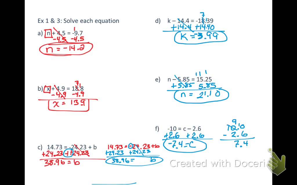 example of problem solving in adding decimals