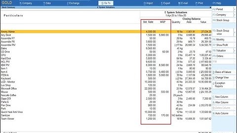 Tally Add On : Show MRP & Std. Sales Rate in Stock & Group Summary Report in Tally Prime Software.
