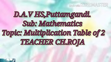 DAV HS Puttamgandi.  Sub: Mathematics.   Topic: Multiplication Table of  2