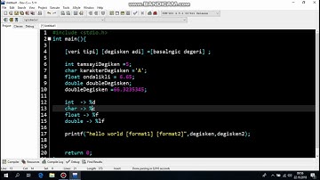 C Dersleri 4 Değişkenleri Ekrana Yazdırma