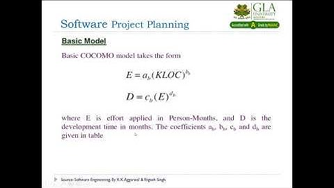 L14 Software Engineering: Basic COCOMO model