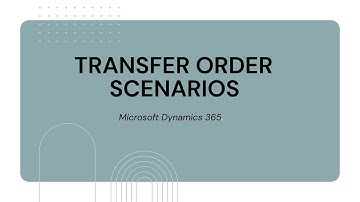 Transfer Order Scenarios/Microsoft Dynamics 365 Supply Chain Management
