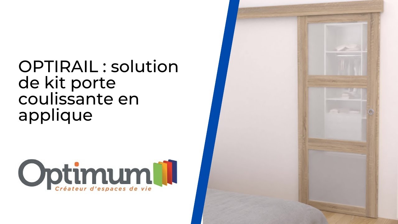 Optimum, Porte coulissante en applique avec rail alu et bandeau