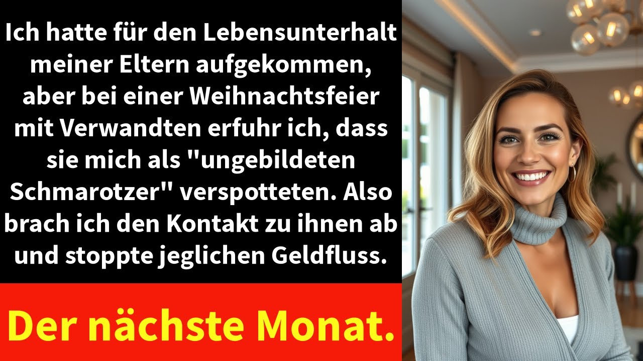 Ich hatte für den Lebensunterhalt meiner Eltern aufgekommen, aber bei einer Weihnachtsfeier mit