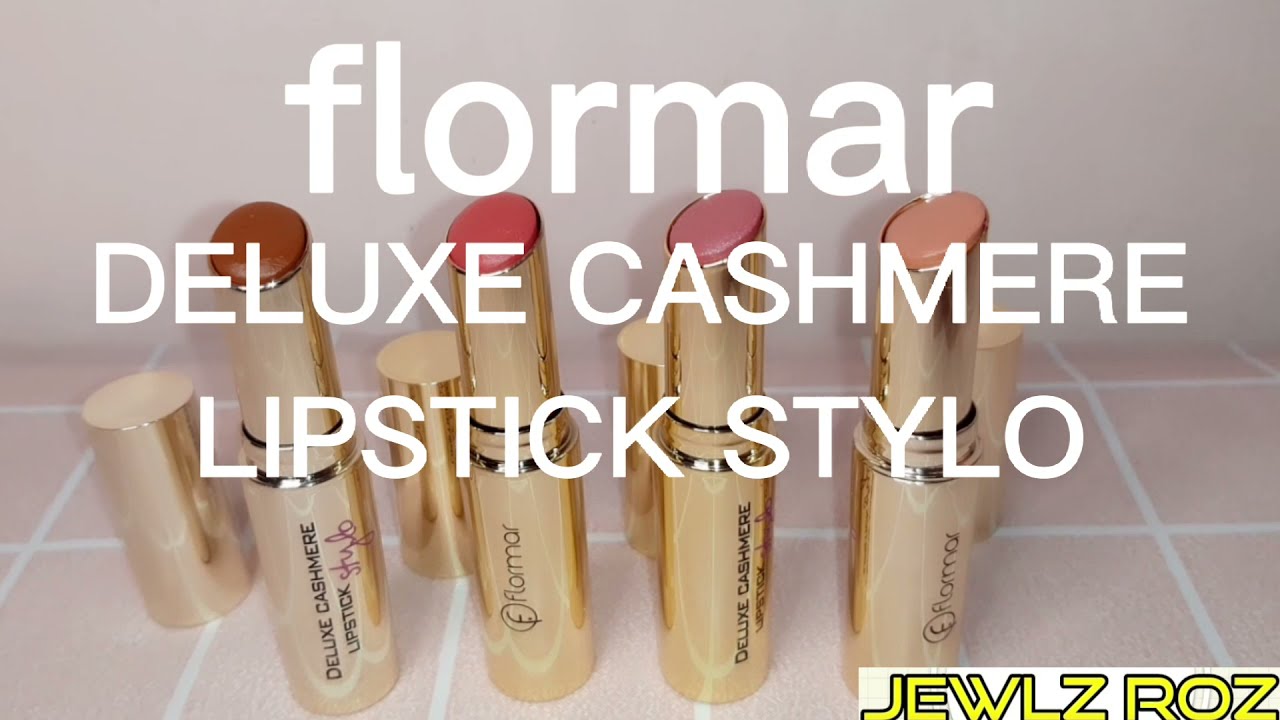 Flormar Deluxe Cashmere Lipstick Stylo Swatches Testing of 4 Shades - Made in Turkey 