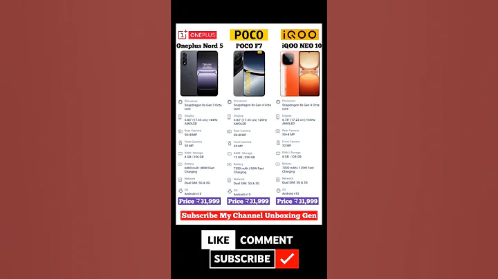 Oneplus Nord 5 vs POCO F7 vs iQOO NEO 10 phone comparison #shorts #tech #trending #shortsfeed #short