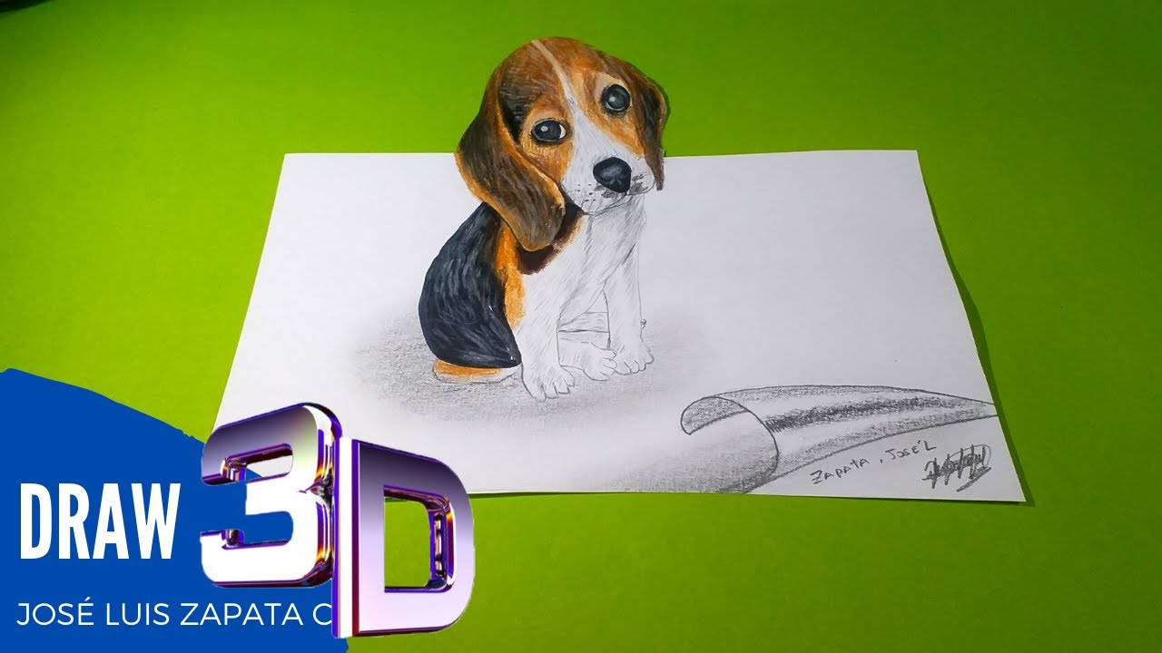 suma Prueba de Derbeville jefe Dibujo 3D de un perro beagle | 3D drawing of a beagle dog - YouTube