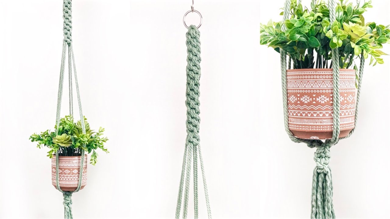 DIY: Macrame Plant Hanger | Crown Knot Plant Hanger! - YouTube
