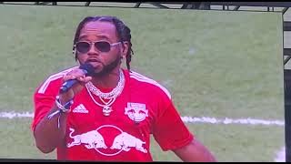 Rayvon sings the National Anthem at Red Bull Stadium