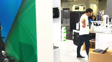 Setting up the booth at SLAS 2023