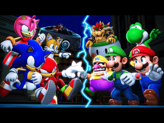 Super Sonic And Freinds Vs Super Mario Brothers And Friends SFM Animation class=