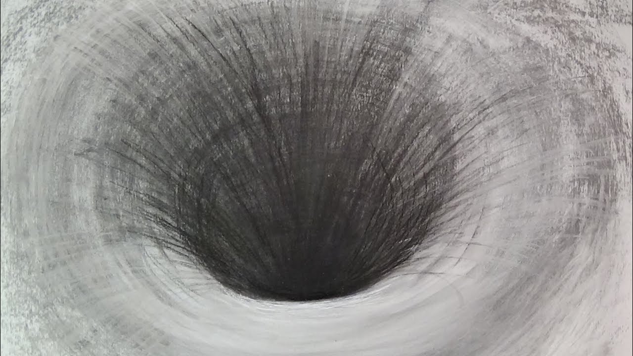 Drawing Round Hole Illusion - With Charcoal Pencil - Vamos