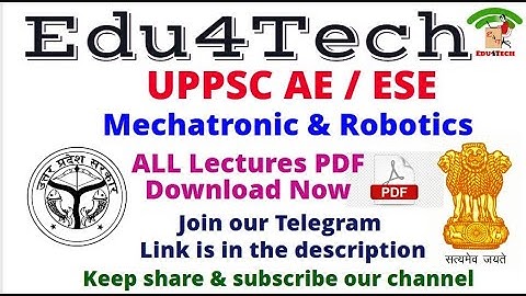 UPPSC AE I ESE I Mechatronics & Robotics I All Lecture PDF download I Praveen Sir